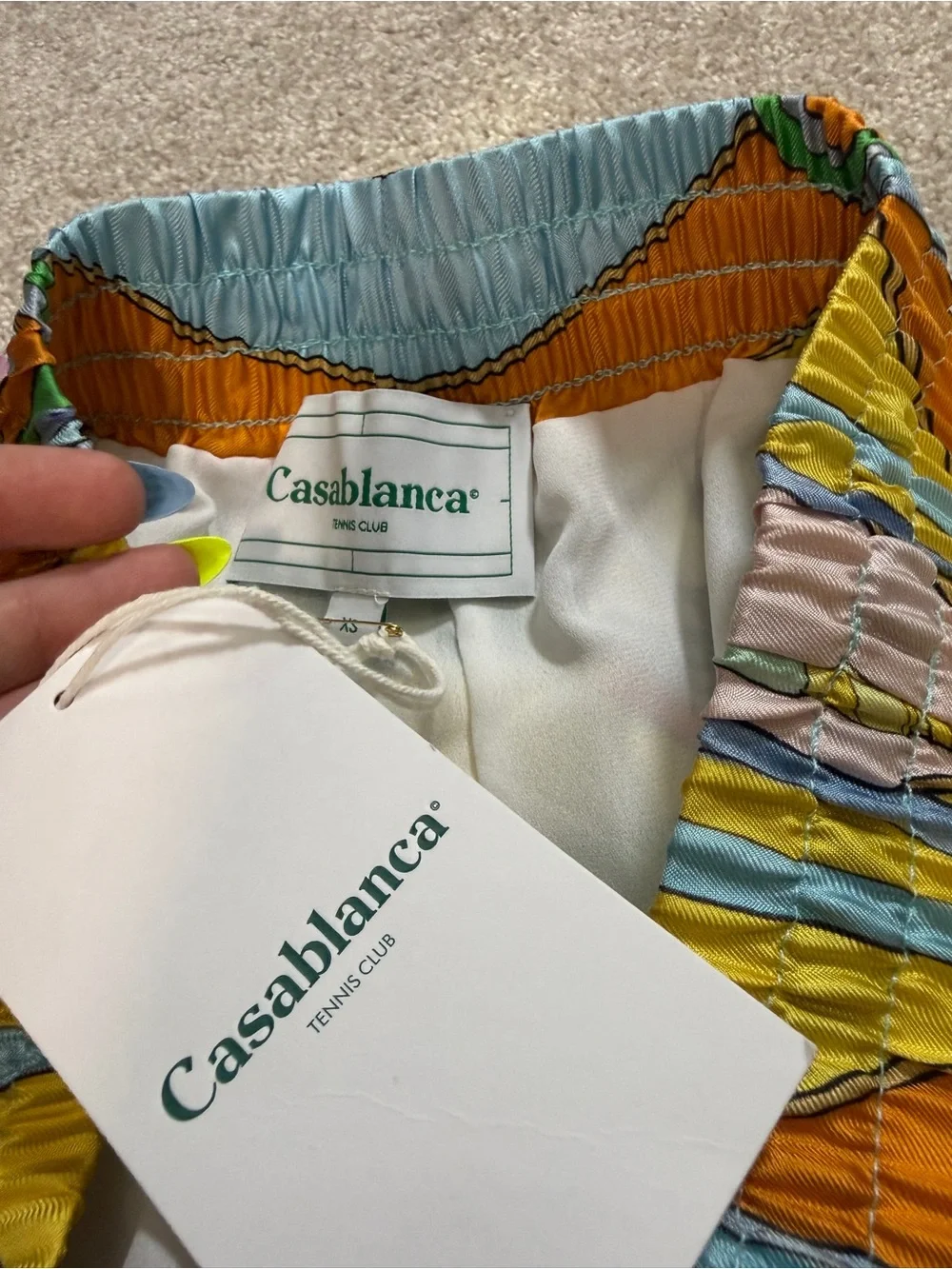 Casablanca Tennis Club Casa Sport Silk Game Shorts | Italian Resort Print | XS